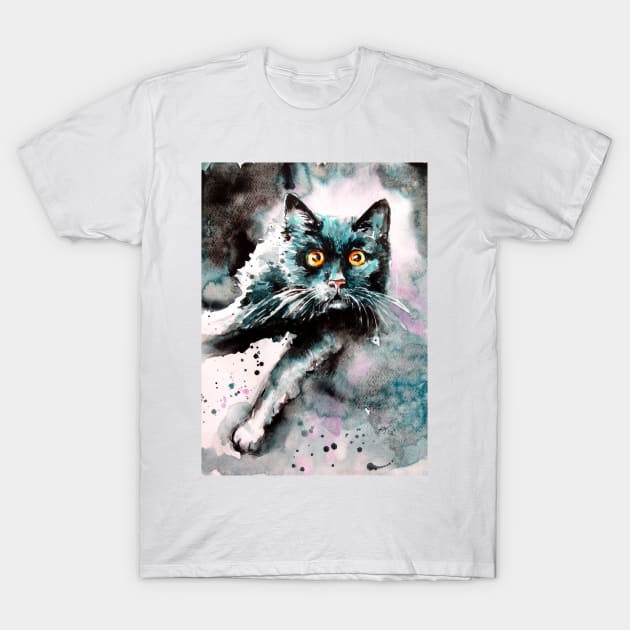 Black cat T-Shirt by kovacsannabrigi